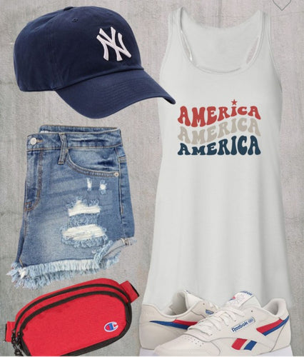 America America America Graphic Tank