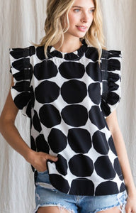 Jodifl Abstract Dot Cap Sleeve Top