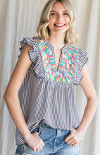 Load image into Gallery viewer, Jodifl Embroidered Flutter Sleeve Top