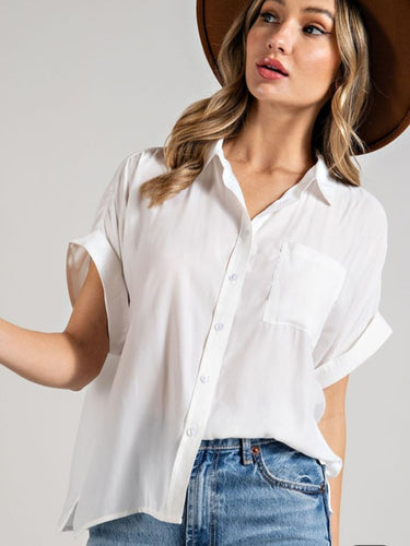 Ima Classic White Cuffed Sleeve Top