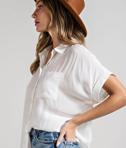 Ima Classic White Cuffed Sleeve Top