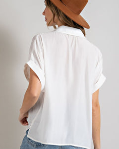 Ima Classic White Cuffed Sleeve Top