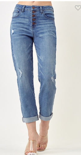 Rise Up Button Fly Jeans