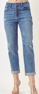 Rise Up Button Fly Jeans