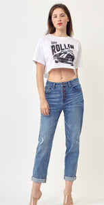 Rise Up Button Fly Jeans