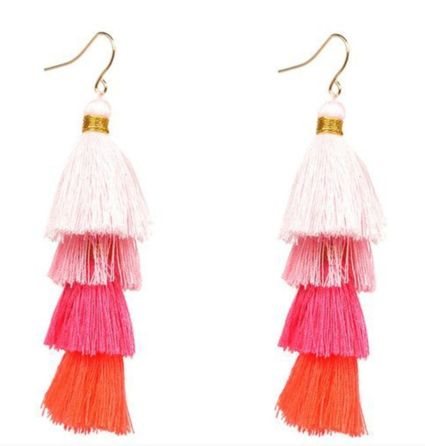 Pretty in Pink Ombre Tassle Earrings