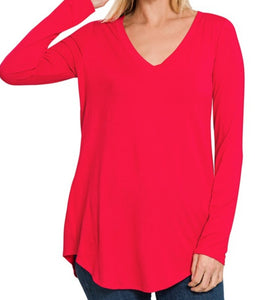 Doorbuster Basic Lux Rayon Top - Ruby Red