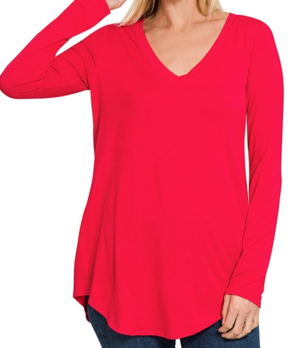 Doorbuster Basic Lux Rayon Top - Ruby Red