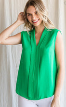 Load image into Gallery viewer, Jodifl Solid V-Neck Pleated Top - Emerald