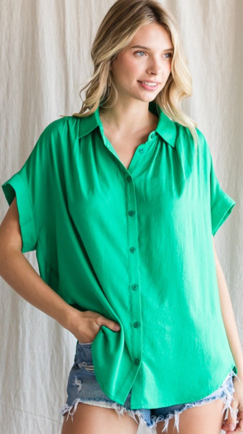 Infinite Possibilities Short Sleeve Button Down - Emerald