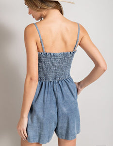 Cruise Control Mineral Washed Denim Romper